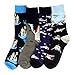 HSELL Mens Fun Patterned Dress Socks Funny Novelty Crazy Design Cotton Socks Gift for Men (4 Pairs - Shark)