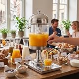 Dozownik Napojów z Kranem, Dozownik Soku 8L z Chłodzącym Szklanym Dozownikiem Napojów, Automat do Gorących i Zimnych Napojów do Baru Hotelowego w Restauracji (-JY20581-01)