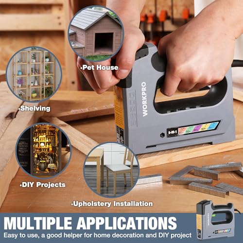WORKPRO 5 in 1 Staple Gun,110V Corded Brad Nailer with 2000 Staples and Nails, Electric Staple Gun for DIY Project of Woodworking thumbnail 8