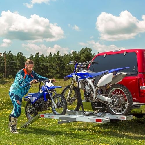 image for Black Widow Double Motorcycle Bike Hitch Carrier with Loading Ramp, 60