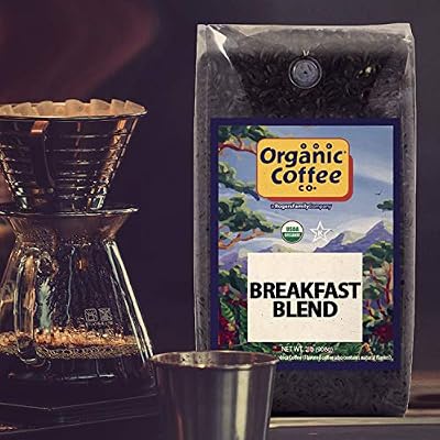 Organic Coffee Co. Breakfast Blend Whole Bean Coffee 2LB (32 Ounce) Medium Light Roast USDA Organic