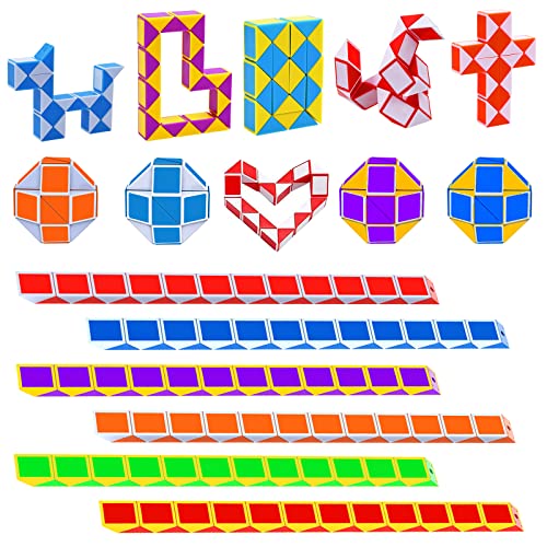 GOLDGE Lot de 12 mini cubes de serpent, jouet magique, 24 blocs, serpents, vitesse magique, perpente, Twist cube puzzle pour enfants, fêtes, couleur aléatoire