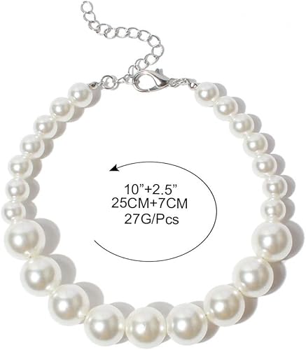 Miniatura 3 de Collar de perlas para mascotas, ajustable, para gato, perro, collar para mascotas, joyería Chihuahua, York, accesorios de ropa (10 + 2.5 pulgadas)