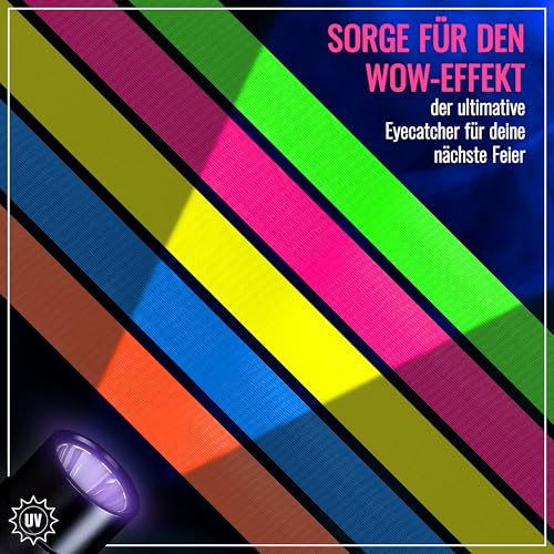 POPPSTAR 5x Neon Klebeband 25mm x 10m, fluoreszierendes Gewebeklebeband, gelb, grün, rot, blau, rosa