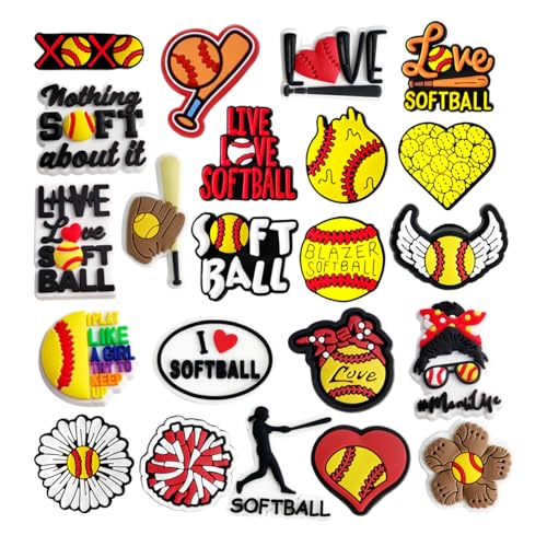 HCTGATH Sports Shoe Charms Baseball Soccer Football Basketball Volleyball Softball Hockey Shoe Decoration Charms Cute Clog Accessories Charms for Sports Fans (softball)