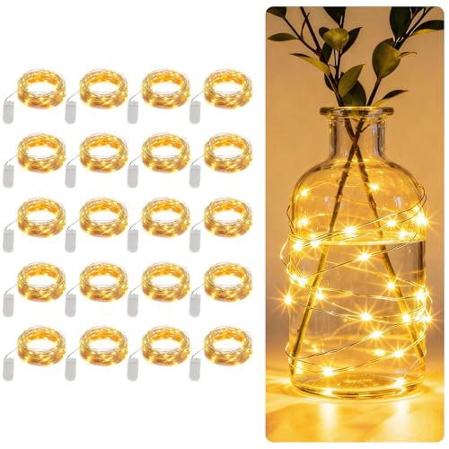 Jixviqi LED Mini Lichterkette mit Batterie – 20er Set, 2M Micro...