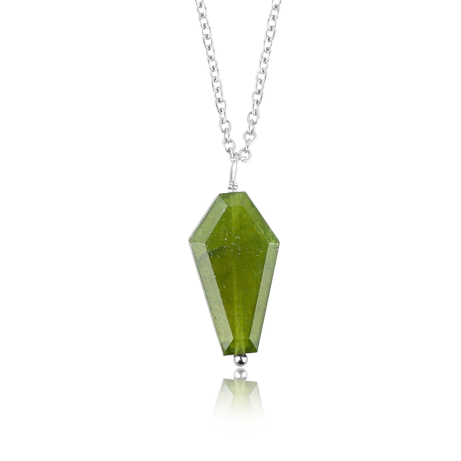 CRYSTALIS Natural Vessonite OR Vesuvianite Coffin Gemstone Pendant Necklace, High Grade Crystal, Chakra Healing Cabochon, Gift Giving Women Jewelry, Dainty 925 Sterling Silver...