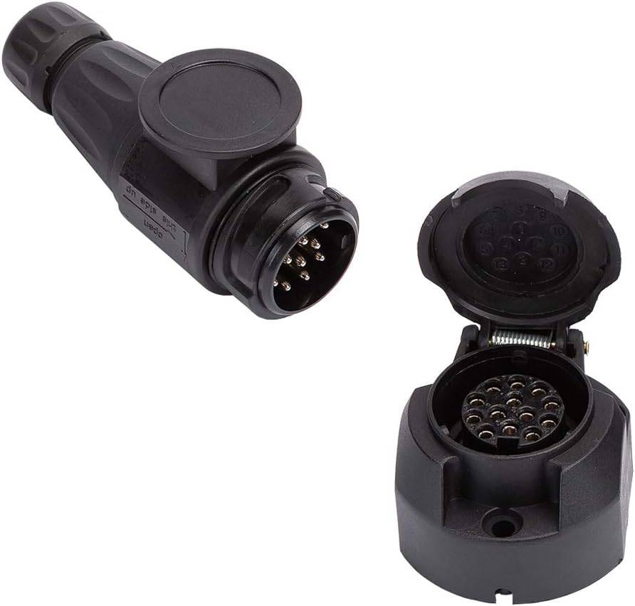 ETUKER 13 Pin Trailer Plug & 13 Pin Trailer Socket - 12V Waterproof Trailer Plug Socket Adapter 13 Pin Trailer Connector, for/Caravan/Trailer/Truck/RV/Boat/Trailer Accessories