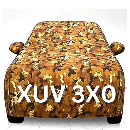 Image of 100% Waterproof Car Cover for XUV 3XO UV Protection, Dustproof, Windproof | Custom Fit with Mirror Pockets, Belt & Buckle | All Weather Outdoor Body Cover(Jungle)