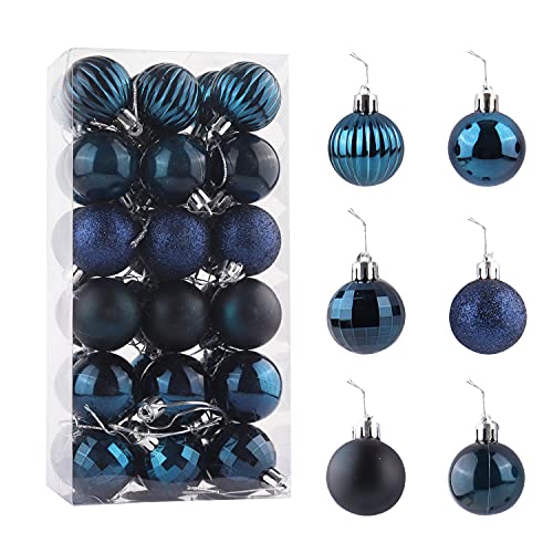 Quazilli 36 bolas de Navidad azules, bolas de Navidad azules para decoraciones de Navidad, decoraciones de Navidad azules para árboles, adornos de Navidad azules para el hogar Cover