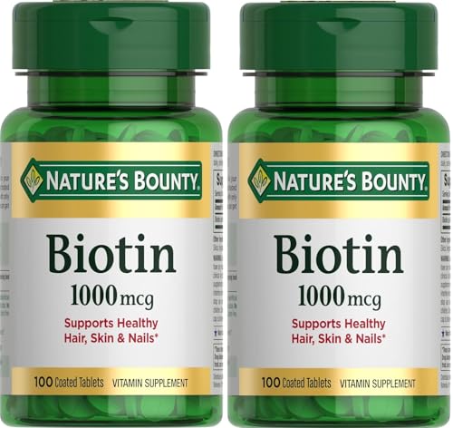 Natures Bounty Biotin 1000 mcg Vitamin Supplement Tablets 100 ea (Pack of 2)