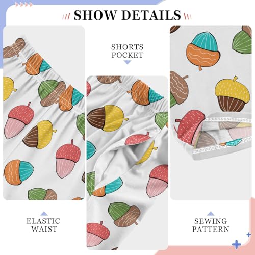 Colorful Pine Cones Boys Long Pants Soft Trousers Elastic Waist Kids Lounge Bottoms with Pockets S-XL4