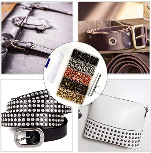 Alloygold 500 Sets Leather Rivets Kit, Double Cap Rivet In 5 Colors 3 Sizes (6 * 6Mm,8 * 8Mm,8 * 10Mm) ，Rivets For Fabric With Fixing Tools For Diy Leather Craft/Clothes/Shoes/Bags Decoration #TOP6