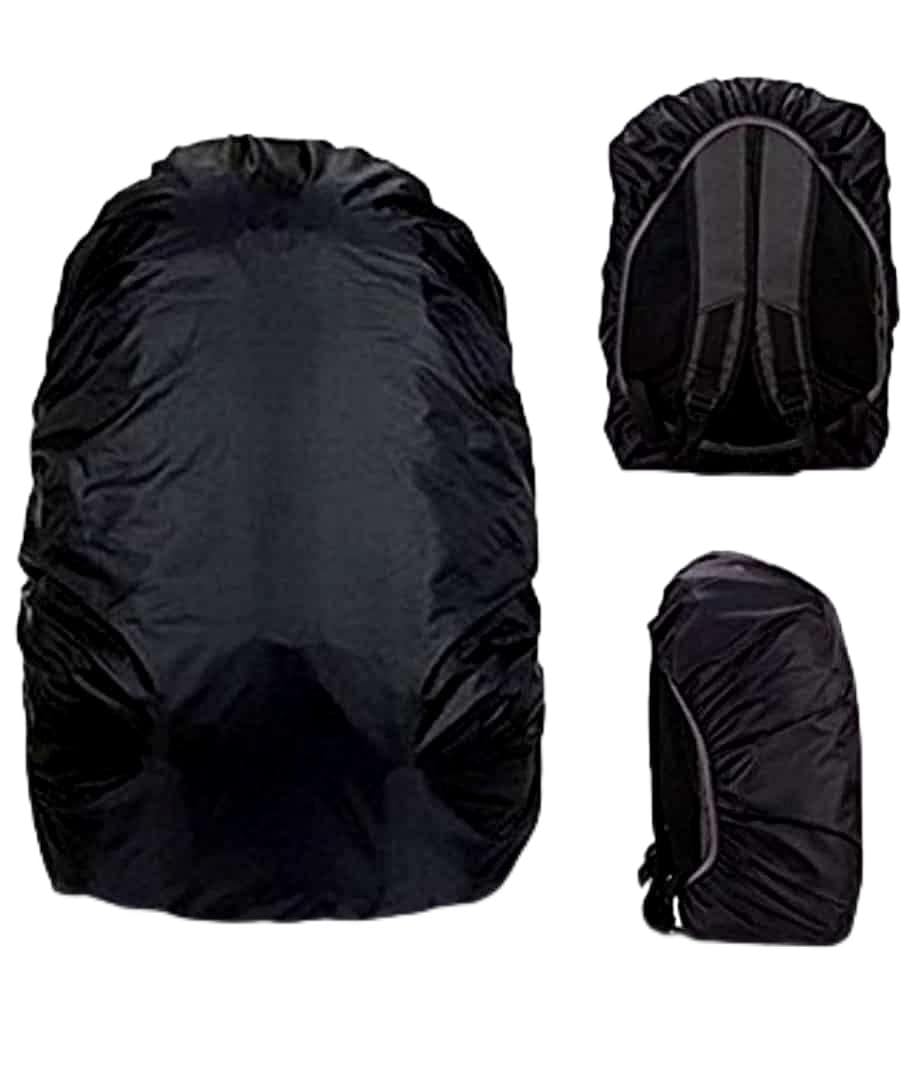 vruti creation Waterproof Backpack Rain Cover Dustproof Protective Bag Cover with Elastic Drawstring Fit for Hiking Travel School Camping Rucksack Cover Rain Shield Anti Dust Outdoor Use Black-picture-0