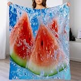 Kuscheldecke Flauschig Sherpa Decke Frische Wassermelone Kinder Fleecedecke Wohndecke Fruchtkunst Warm Sofaüberwurf Decke Sofadecke Couchdecke Tagesdecke für Bett und Sofa 130x150cm