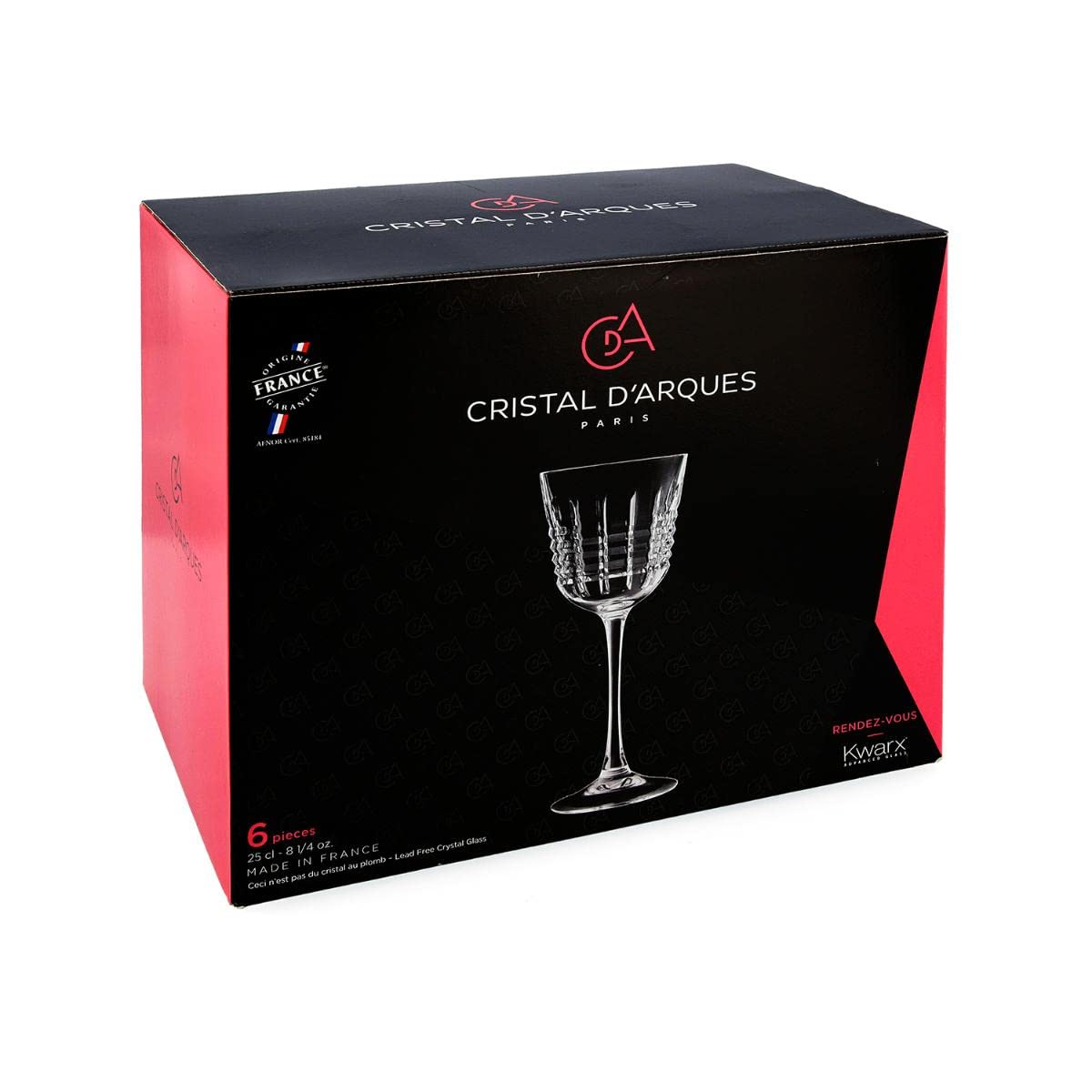 Q4341 - Verre à pied 25 cl Rendez-vous Cristal D'Arques - Boite de 6