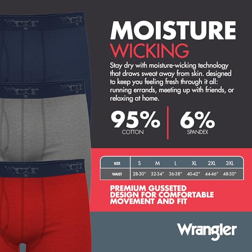 Wrangler Soft Comfort Stretch Cotton Men Underwear - Pack of 6 Mens Boxer Briefs 5