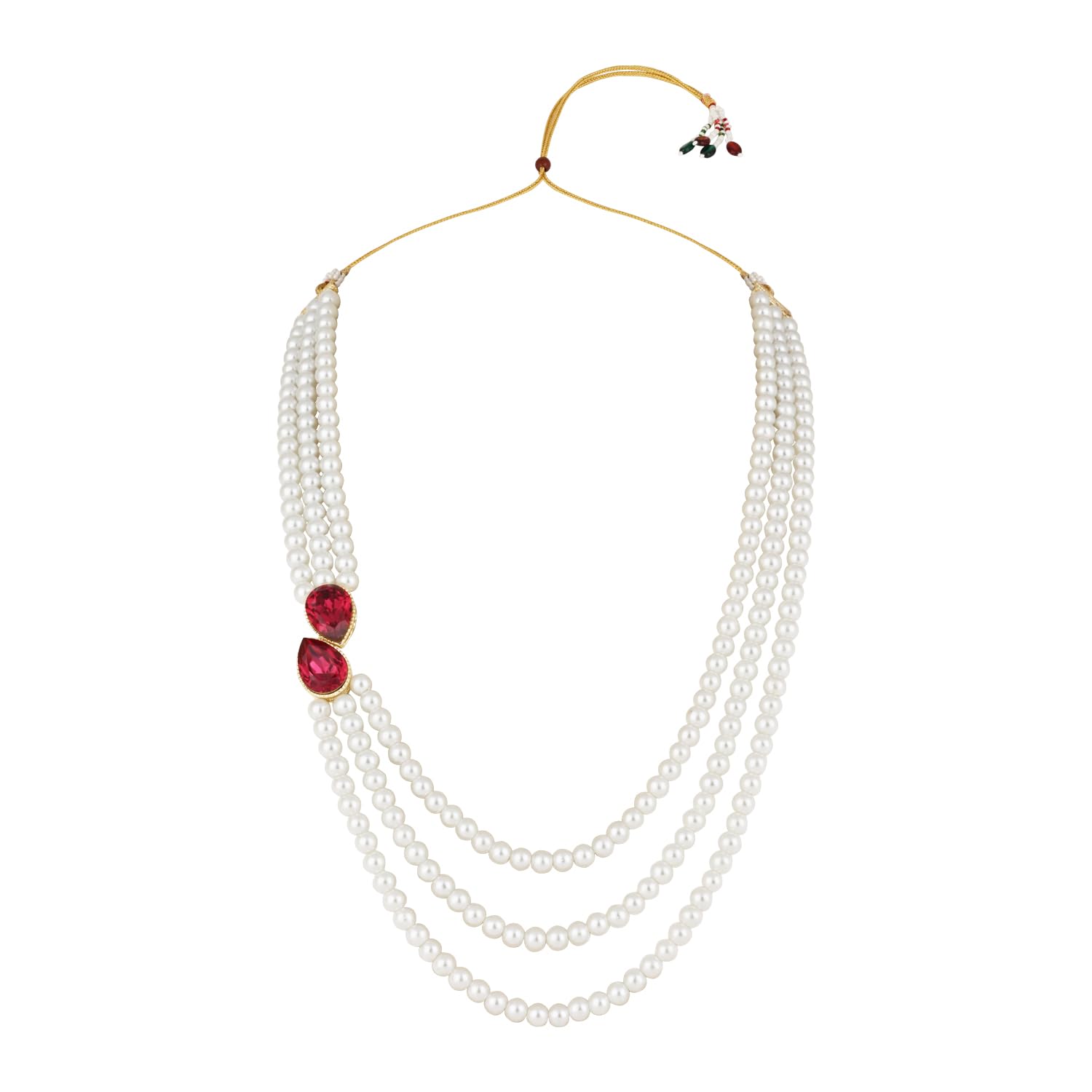 I Jewels Set di gioielli con collana girocollo con perle e pietre tradizionali placcate in oro per donne/ragazze (ML315)