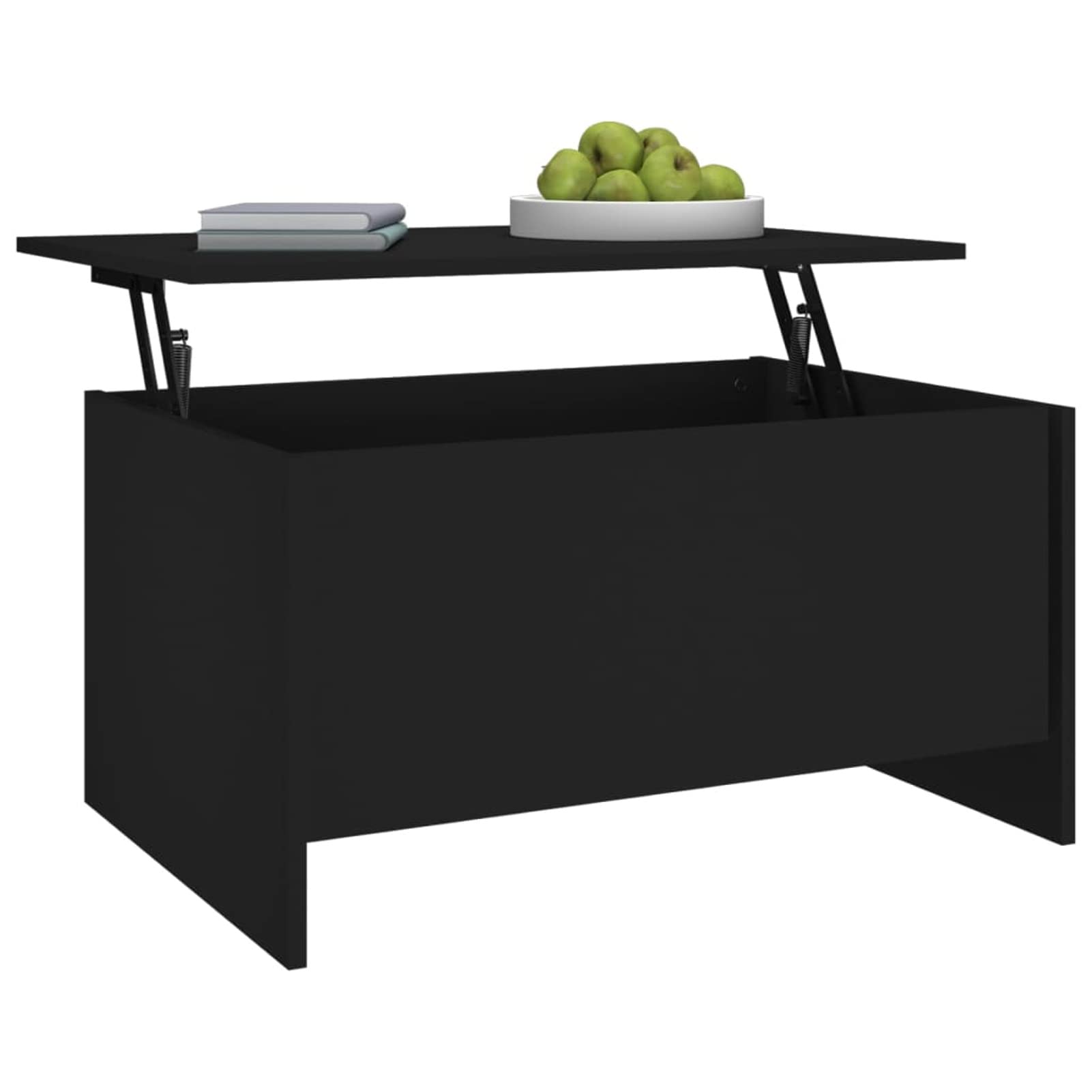 Table de salon relevable noire pour travailler et dîner sur le canapé