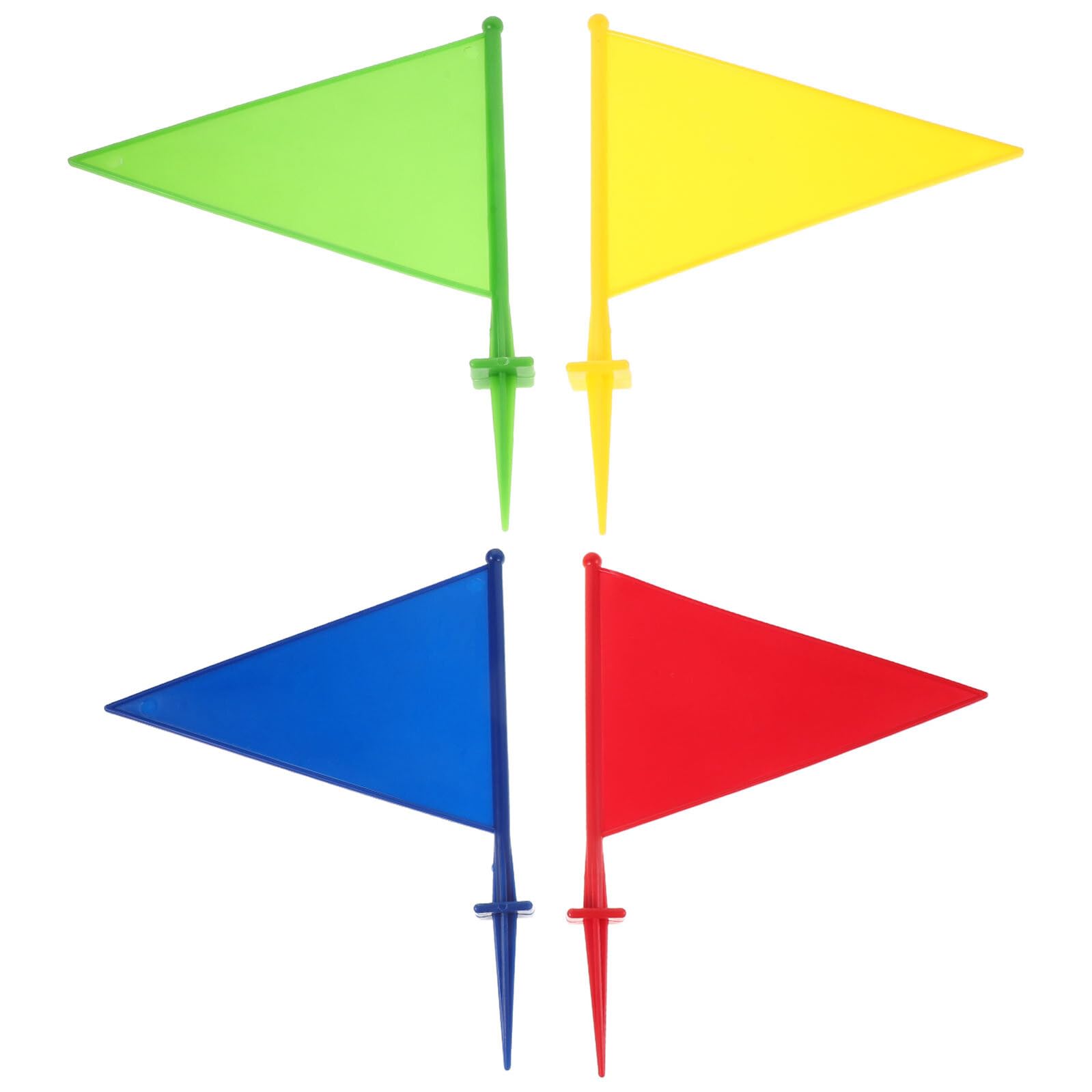 Drapeaux de jardin triangulaires en fer lot de 4 balisage pelouse multicolore