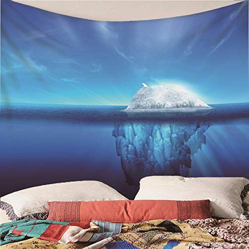 Tapices de pared de mar azul lavables de 150x150 cm para decoración y mantel 2