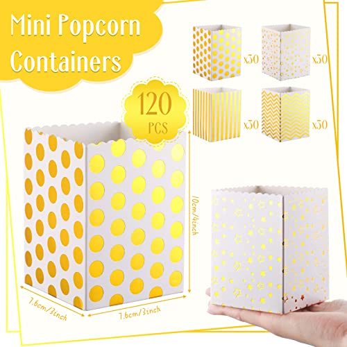 120 Pcs Mini Popcorn Boxes Cardboard Popcorn Containers Popcorn Favor Boxes Gold Foil Dot Stripe Star Wave Candy Buffet Containers Set Popcorn Buckets For Party Wedding Baby Shower, 3 X 4 X 3 Inch #TOP1