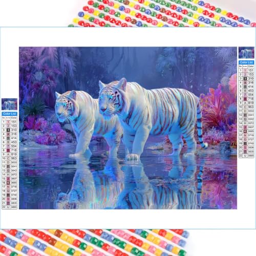 Diamond Painting Tigre anti-stress : kit broderie diamant avec strass cristal étincelants