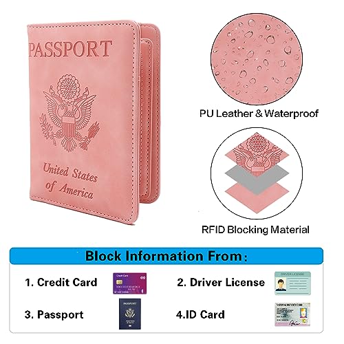 Image of Melsbrinna Rfid Passport Holder for Travel women /Men, Cute Passport Wallet Rfid Blocking Card Slots, Rfid Passport Cover /CaseTravel Wallet, Passport Book Holder (1, Pink3)