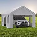 12x20FT Portable Garage, 12'x20' Carport Heavy Duty, Galvanized Frame & 180 g PE Waterproof Canopy, with 4 Doors (Included 2 Side Doors), and 4 Windows, for Pickup Truck, and Boat