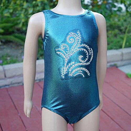 Wenchoice Turquoise Flower Leotard & Hair Tie - Infant, Toddler, Girls & Women Kids M(5-6Y)