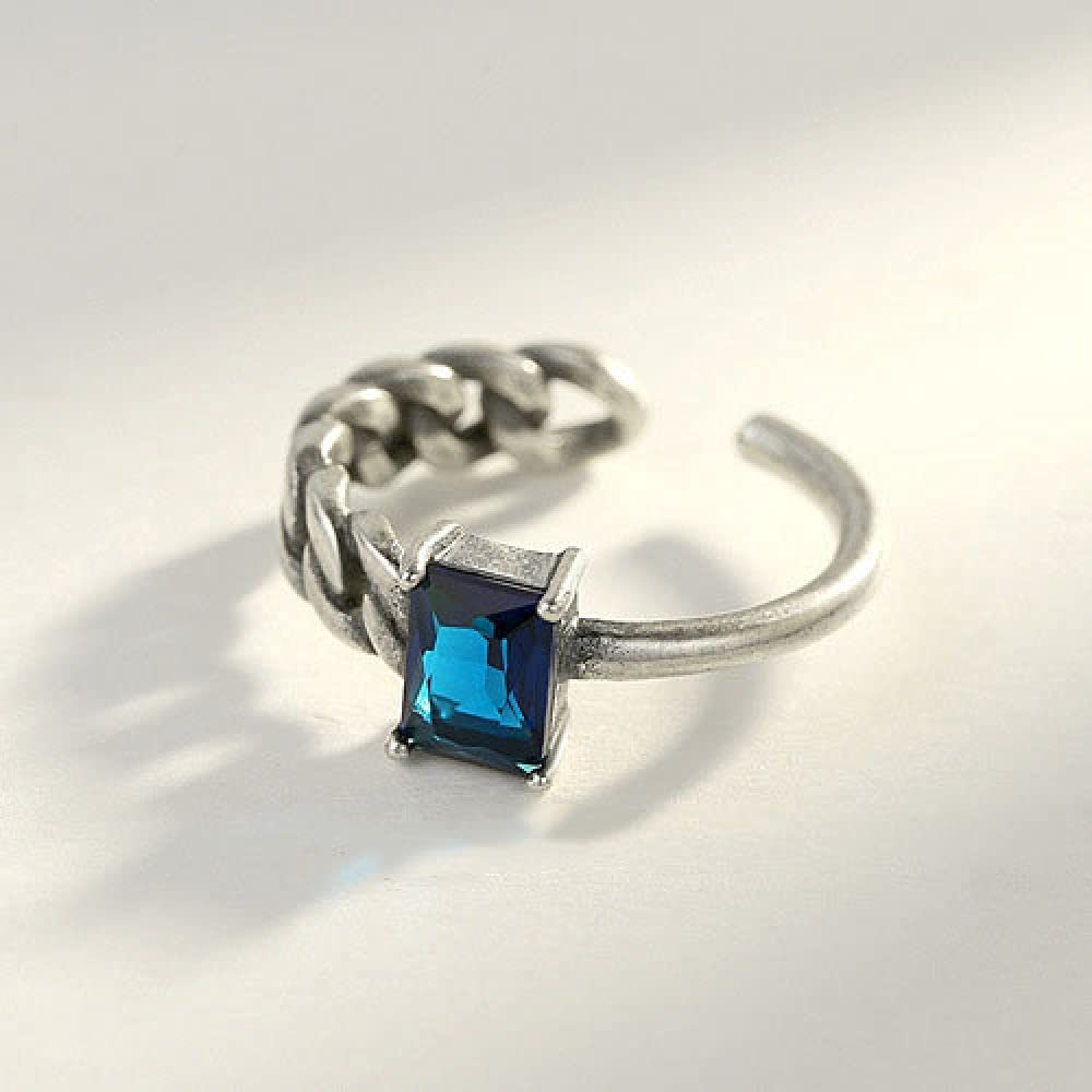 Bague ajustable ouverte style tressé vieilli avec diamant de synthèse