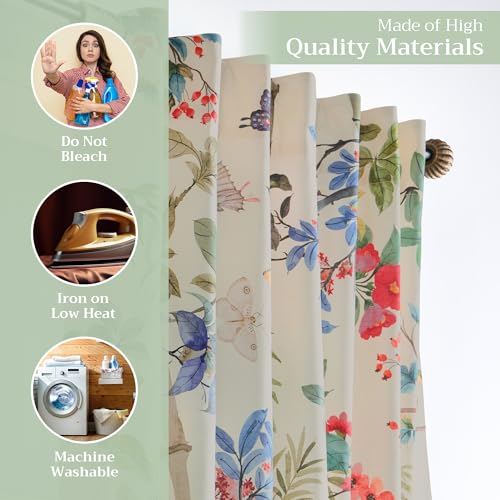 Image of Maison d' Hermine Curtains for Living Room 100% Cotton 50 inchx124 inch (Pack of 1) | 124 inches long Light Filtering Curtains for Windows Bedroom with Rod and Loop Pockets - Canne - Beige
