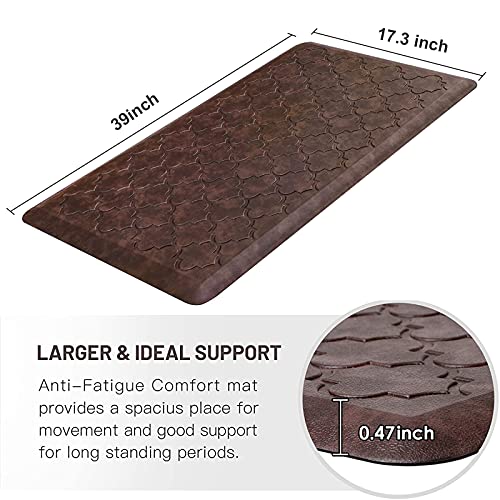 Wiselife Kitchen Mat Cushioned Anti Fatigue Floor Mat,17.3"X39",Thick Non Slip Waterproof Kitchen Rugs And Mats,Heavy Duty Pvc Foam Standing Mat For Kitchen,Floor,Home,Desk,Sink,Laundry,Brown #TOP1