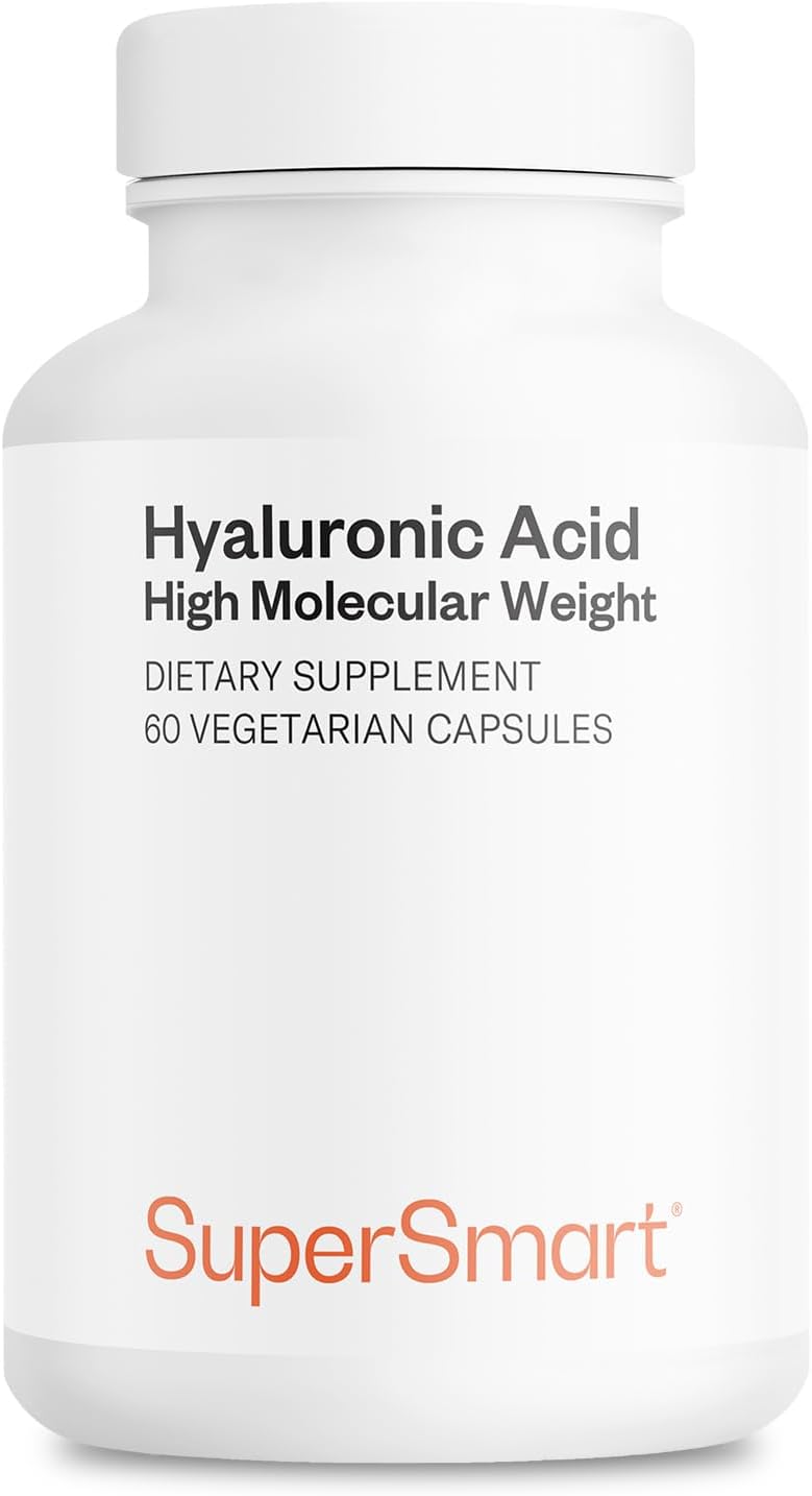 Supersmart Hyaluronic Acid Supplement 300mg per Day (Sodium Hyaluronate) - High Molecular Weight 1.2 Million Daltons | Non-GMO & Gluten Free - 60 Vegetarian Capsules
