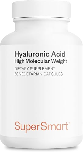 Supersmart Hyaluronic Acid Supplement 300mg per Day (Sodium Hyaluronate) - High Molecular Weight 1.2 Million Daltons | Non-GMO & Gluten Free - 60
