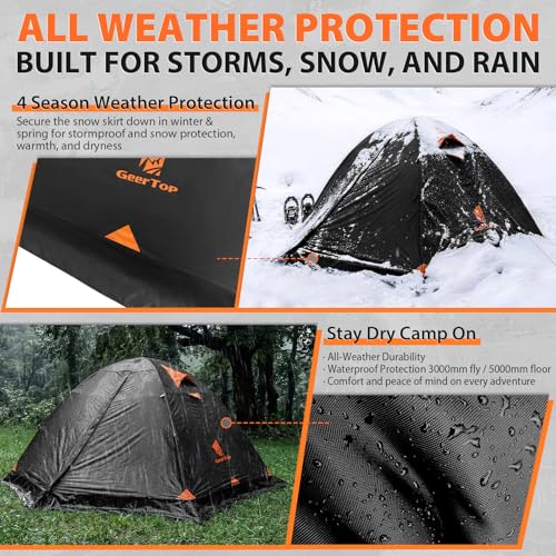 Carpa para Camping GEERTOP 2 Personas con Oscurecimiento, Impermeable, para 4 Temporadas, Fácil Montaje miniatura 6