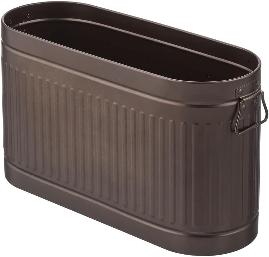 mDesign Large Steel Free Standing Toilet Paper Organizer, 6-Roll Tissue Storage Holder Container Bin for Bathroom Floor, Fits Under Sink, Vanity, Shelf, In Cabinet, or Corner Oscar Collection - Bronze