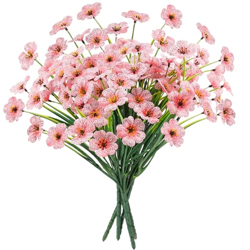 MACTING Artificial Flowers for Outdoors 6 Bundles UV Resistant Fake Flowers No Fade Faux Plastic Flowers for Hanging Planters Window Patio Porch Yard Garden Indoor Outside Spring Decoration,Pink