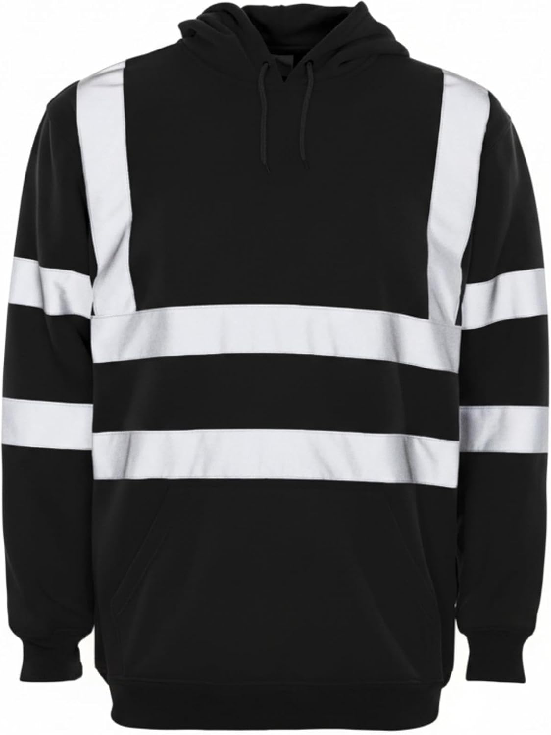 Janisramone New Mens Hi Vis Visibility Fleece Viz Safety Work Wear Sweatshirt Hoodie Jacket