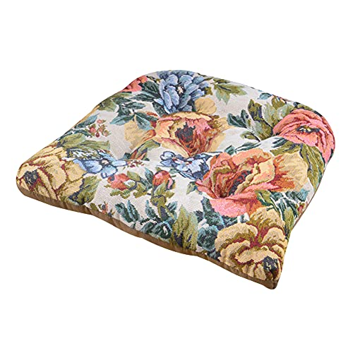Fansu Cojines para Sillas con Lazos, Flores Estampado Cojín de Silla Jacquard Suave Espesar Tatami Cojín de Silla para Comedor Jardín Patio Cocina o Interior Exterior (45x45x7cm,Estilo rústico)