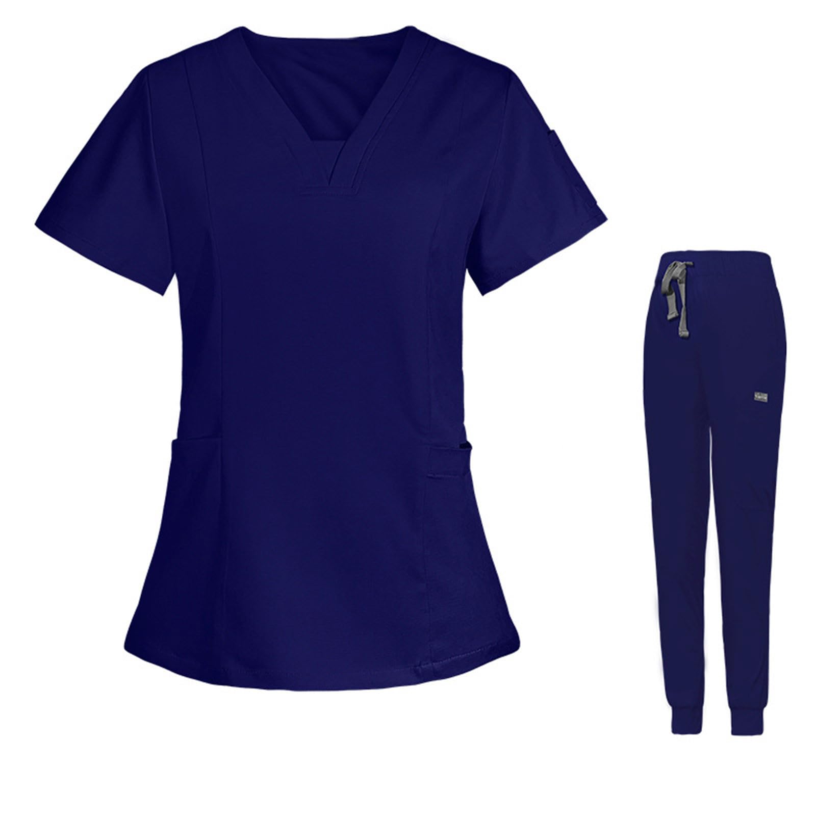 Uniformes Sanitarios Mujer Conjunto de Uniforme Médico para Mujer Manga Corta Camisetas Color Sólido Respirable Túnica Tops con Bolsillos y Pantalones Rectos Cómoda y Profesional Ropa Sanitaria