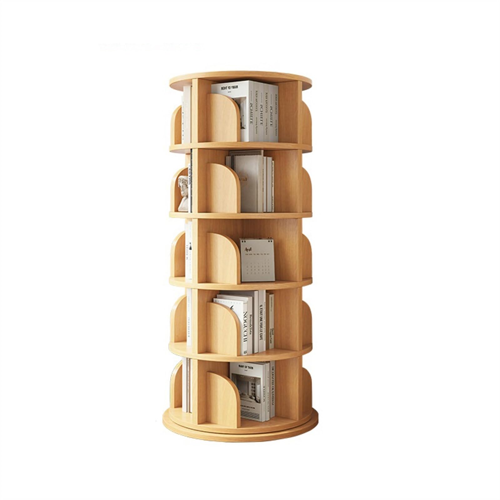 Huangj-0527 Bookcase Storage Shelves Solid Wood Rotating Bookshelf Floor-Standing Storage Rack Bookcase Simple Household Storage Cabinet Living Room Display Stand Stand Book Shelves