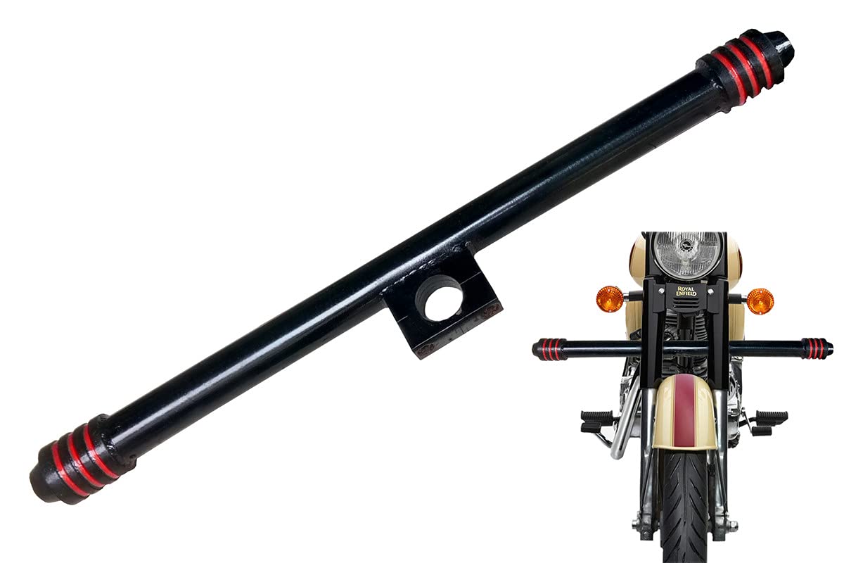 Bullet Leg Guard Single Saftey Leg Crash Bar Round Rod Black End 3 Red Line for Royal Enfield Bullet Classic 500-image-44