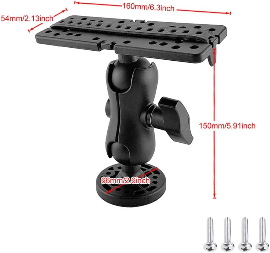 MAEATHOO Fish Finder Mount Base, Ball-Mount Fish Finder Mount, 360 Degree Rotation Fish Finder Holder, Universal Marine Electronic Fish Finder Mount, for Marine Boat Kayak Pontoon Canoe, Black