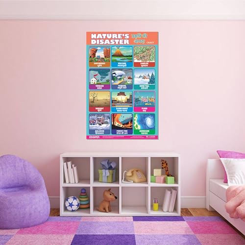 Image of ESCAPER Nature's Disaster Educational Charts, (11.5 x 17.5 inches), 300 GSM Paper, Laminated, Self Adhesive Back, Kids Study Material, Learning Posters, Perfect For Home Schooling, Nursery Students