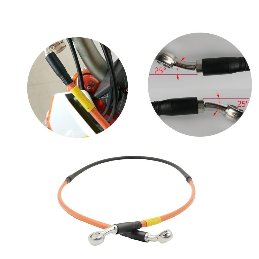 Flessibile olio Tubo Moto Intrecciato Freno Anteriore 1250 Millimetri Tubi Di Olio Tubo Del Carburante Tubo Cavi 25-25/90-25 Gradi Per KAYO ATV Dirt Bike Moto Tubo Idraulico Freno(Elbow 25-25 Red)