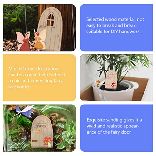 DOITOOL Mini porta de madeira duende porta de madeira: 20 pçs porta de jardim de fadas miniatura 3 m