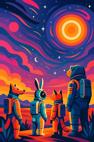 Impression d'art abstrait giclée grand format déco salon animaux astronautes