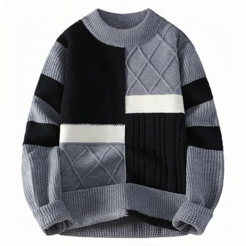 Men's Casual Comforable Sweaters Color Match Pullover Knitted Sweater Patchwork Color Block Long Sleeves Sweaters