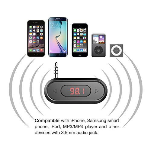 Fm Transmitter, 3.5Mm Fm Transmitter Hands-Free Calling Wireless Radio Car Kit, Compatible With Iphone, Ipad, Ipod, Samsung, Htc, Mp3, Mp4 And Most Devices With 3.5Mm Audio Jack #TOP1